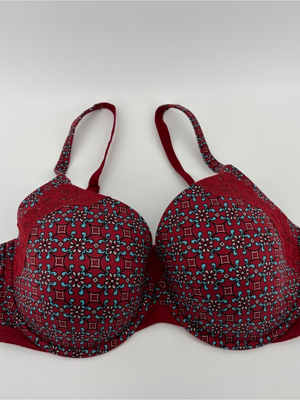 Victoria's Secret Lined Perfect Coverage Push Up Bra Red 34DDD‎ Lace Underwired